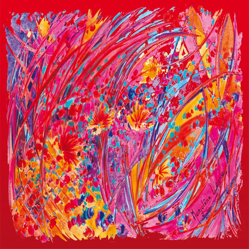 Foulard rouge en mousseline et satin de soie