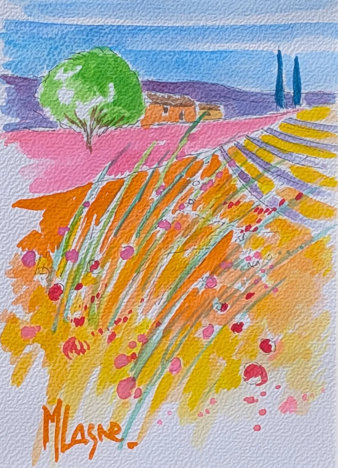 Peinture Herbes et fleurs des champs