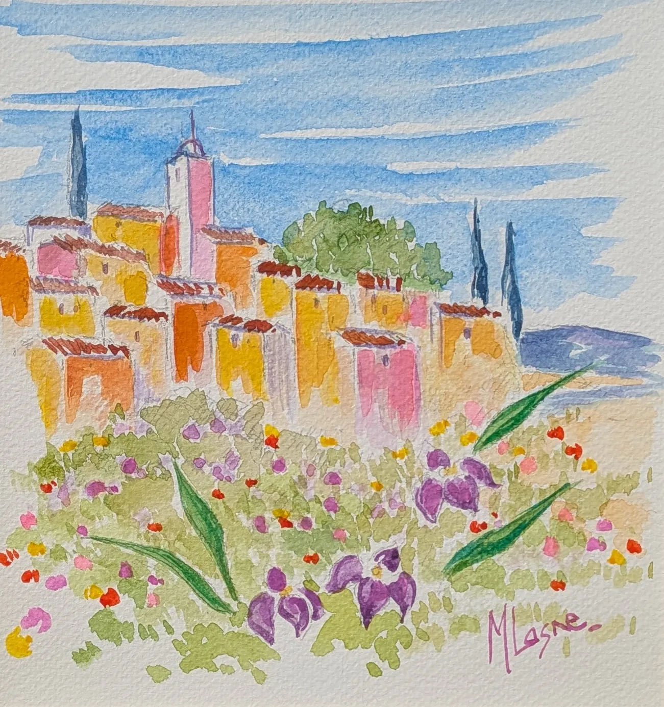 Peinture Roussillon aux iris