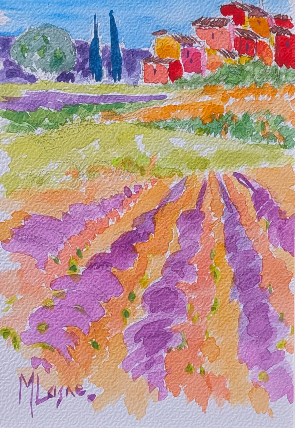 Peinture Roussillon dans le lointain