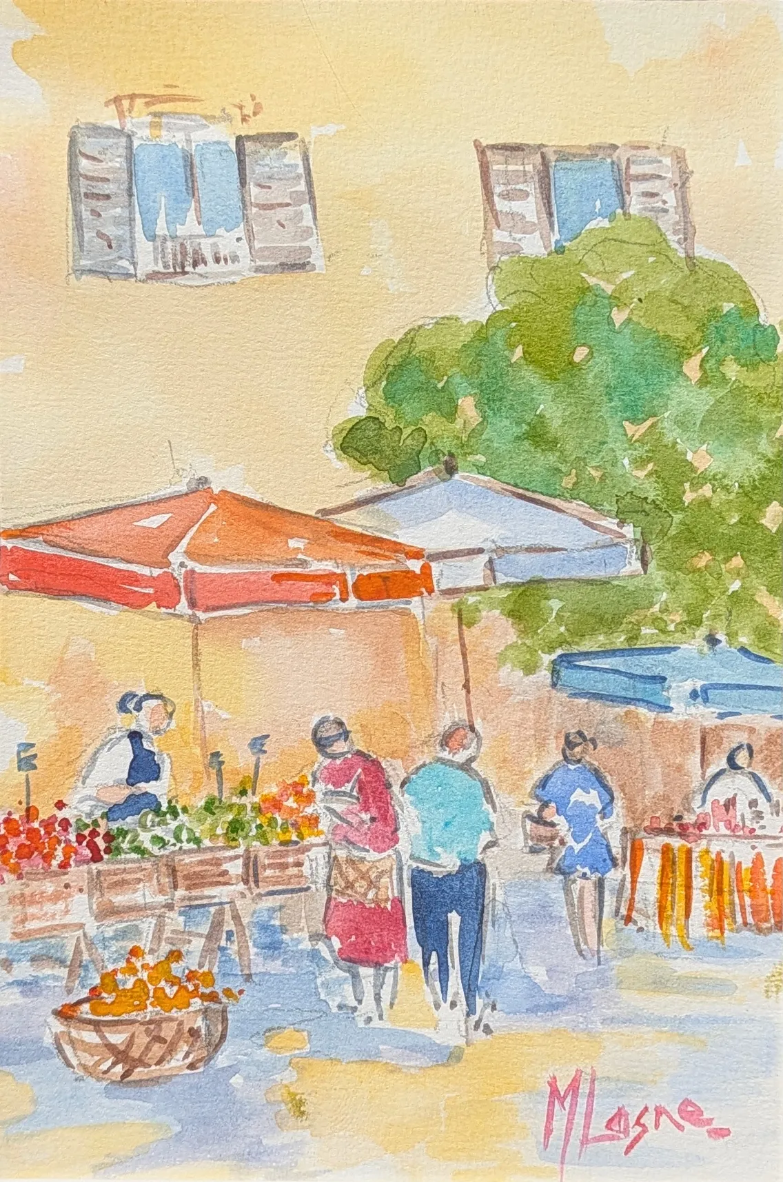 Peinture Le petit marché de Ménerbes